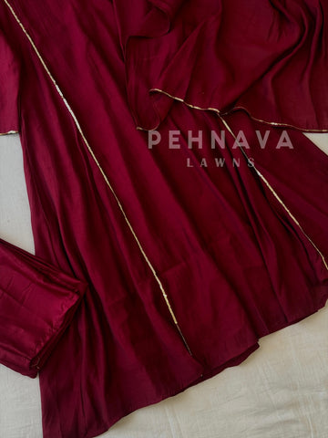 Panel Cut Full Flaired Anarkali-Maroon(7-10 Days Dispatching Time)