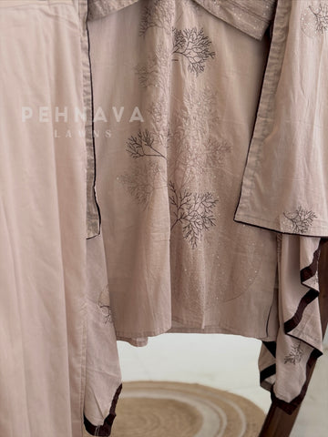 Detailed Embroidered Cotton Three Piece Suit 8116