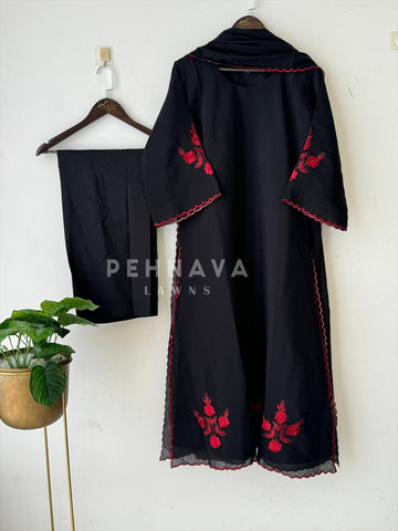 Floral Embroidered Chanderi A-Line Suit Set 3177 DR3