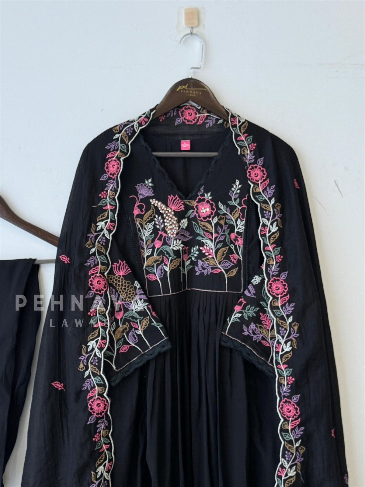 Chanderi Embroidered Lace Suit Set