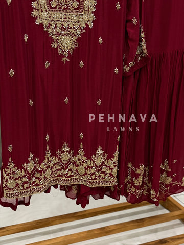 Premium hand worked sharara suit