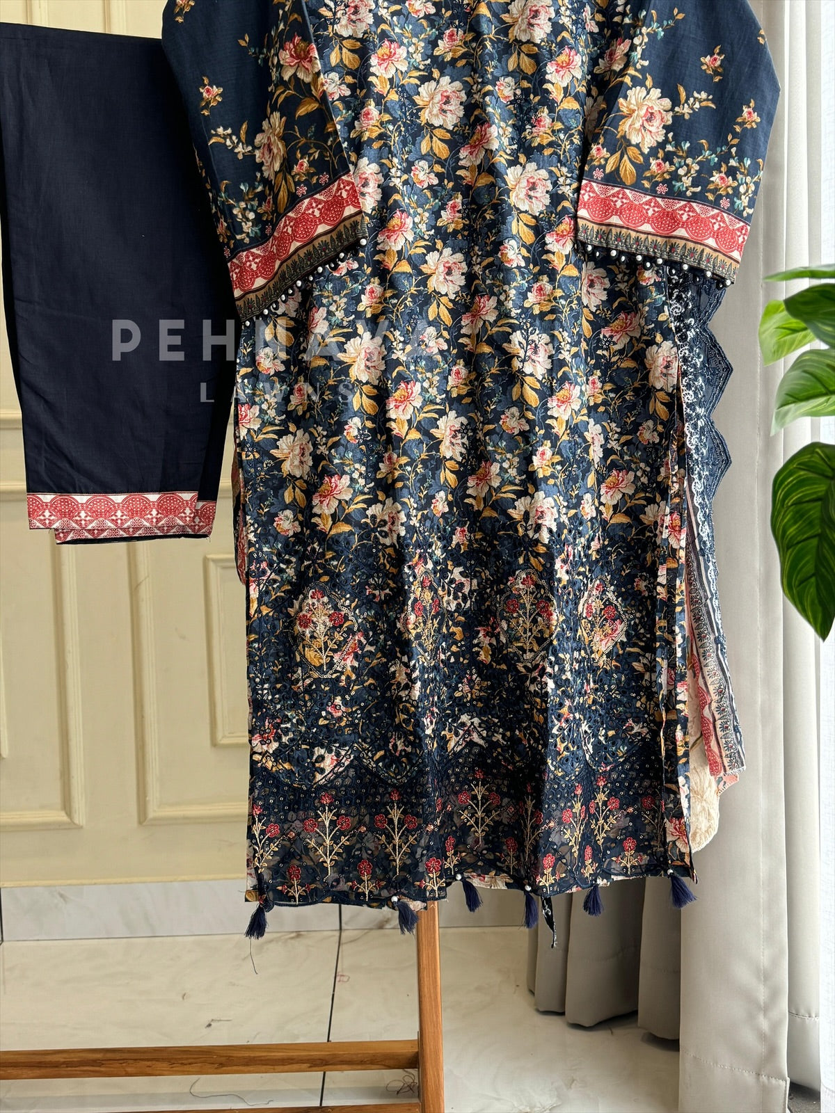 Printed Suit ft Embroidered  and Lace Detailing