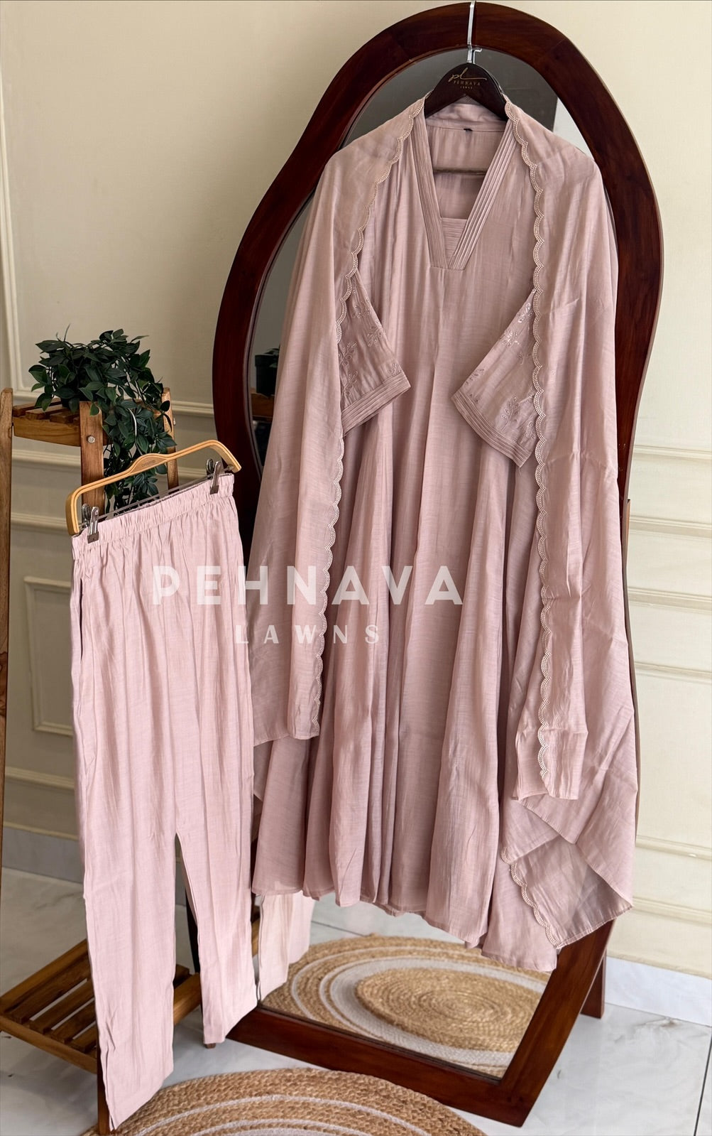 Pintuck V-Neck A-Line Suit Set
