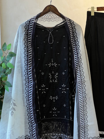 Azzal luxurious stitched embroidered suit - SABLE
