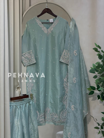 Crinkle Tissue Organza Three Piece Suit