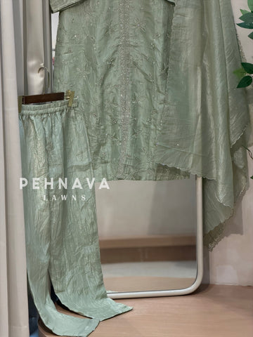 Crinkle Tissue Organza Three Piece Suit