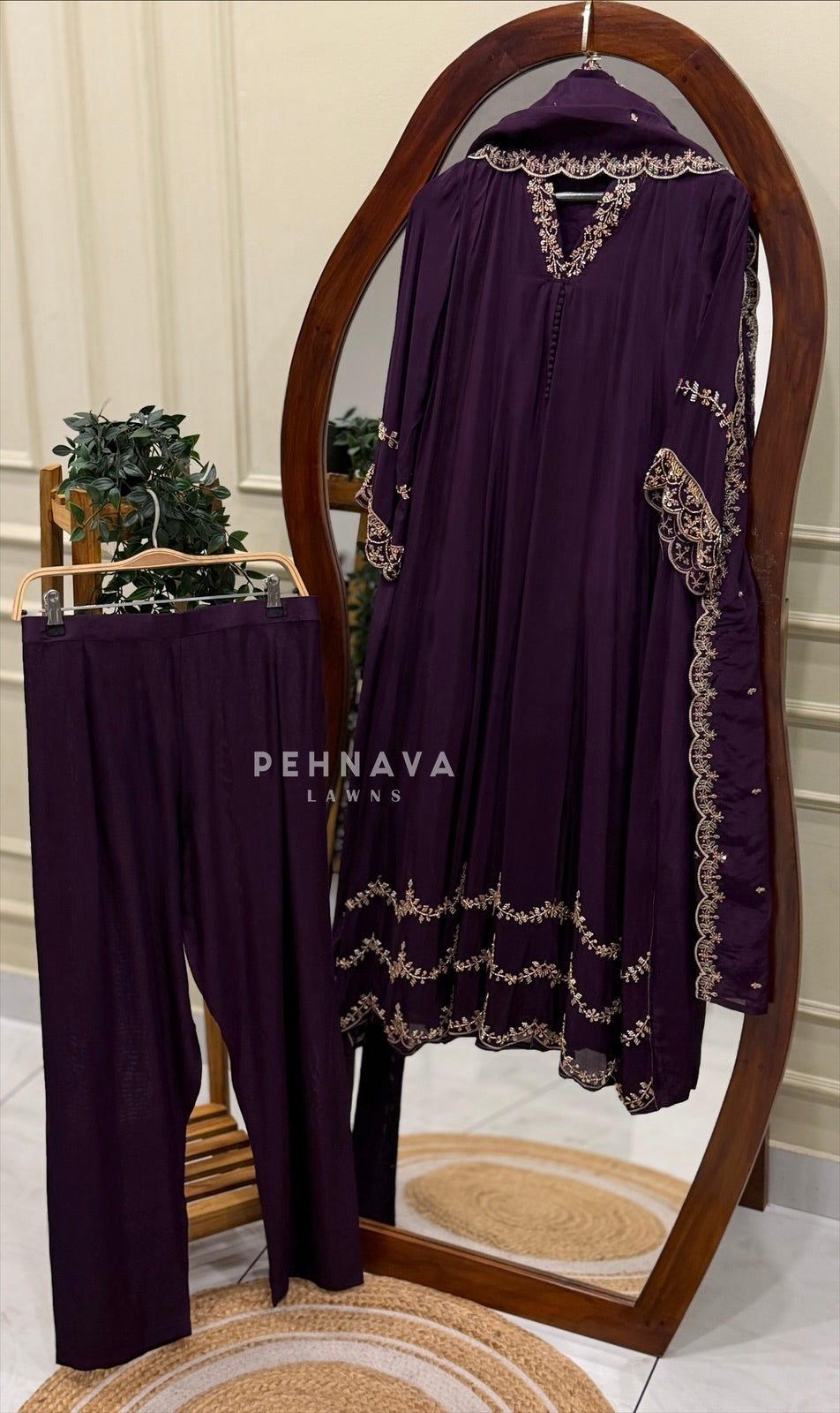 Handworked Anarkali Ensemble-NC3 - Pehnava Lawns