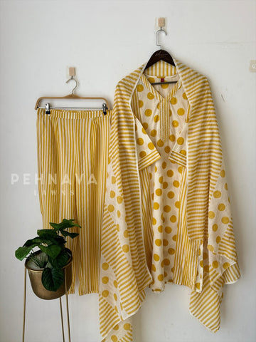 Cotton Parallel & Polka Suit Set-3169 - Pehnava Lawns