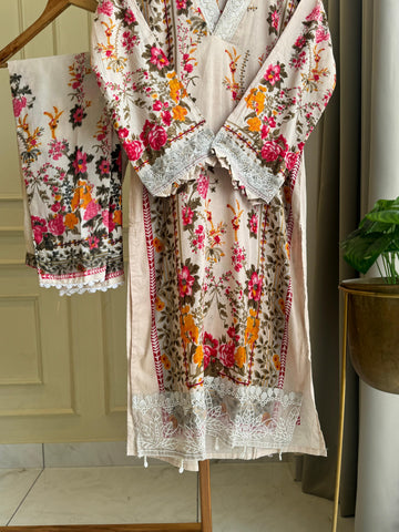 Cream Vibrant Floral Suit-2008