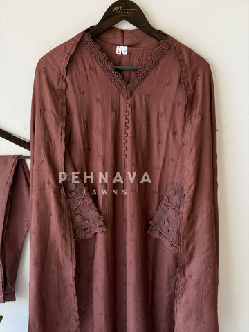 Lace‑Trimmed Embroidered Ensemble