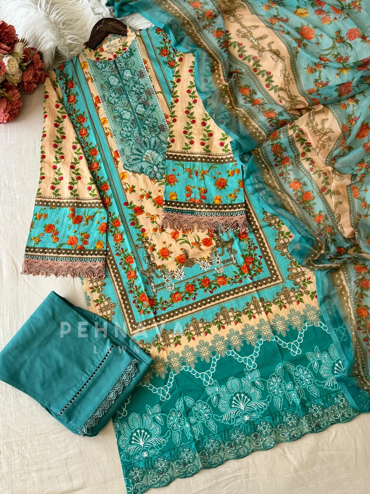 New Unstitched Printed Suit-1354B - Pehnava Lawns