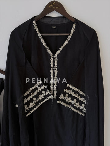 Cotton Embroidered Three Piece Suit-1001