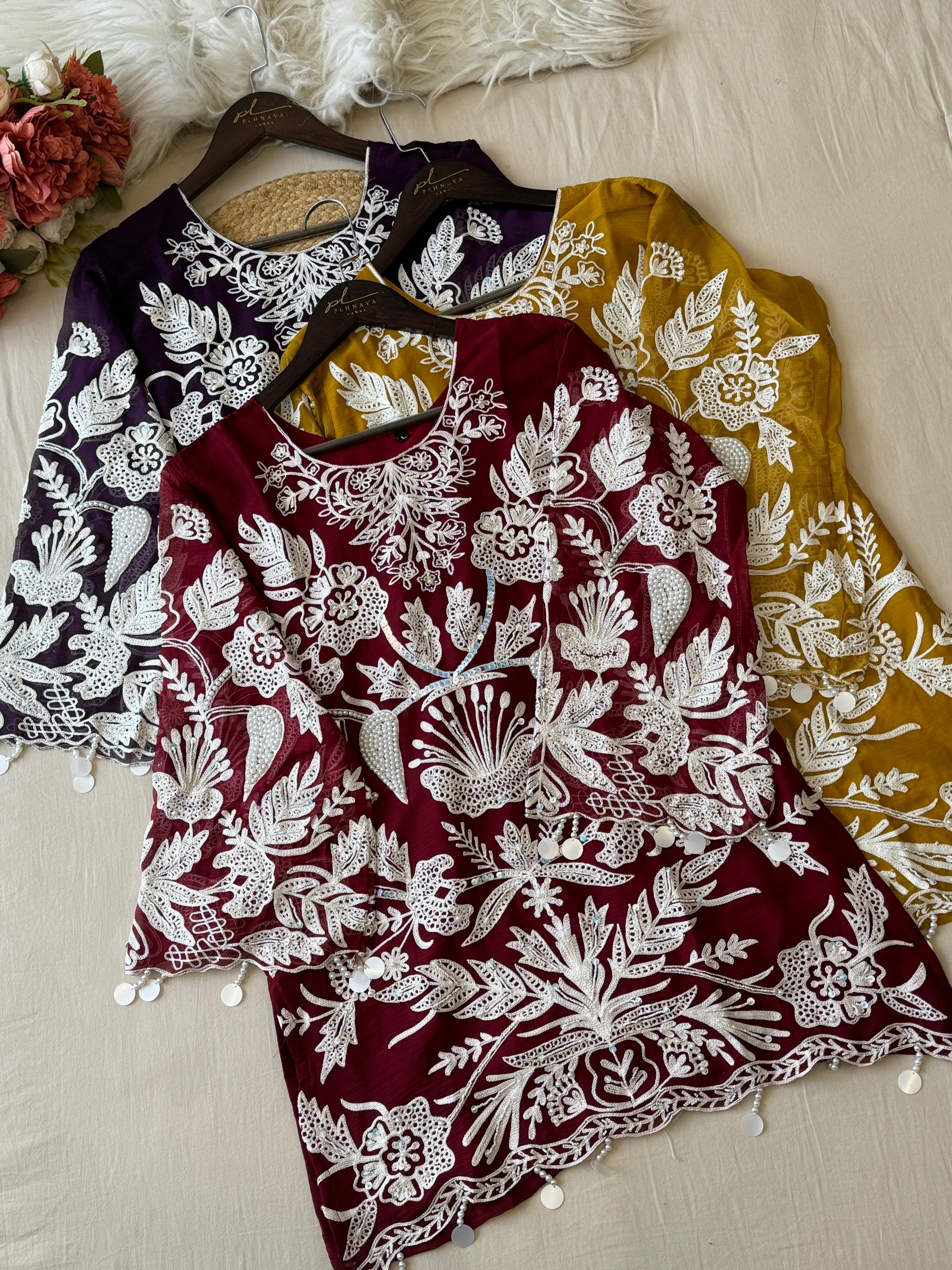 Party Wear Chiffon Georgette Suit Set-Colour Options - Pehnava Lawns