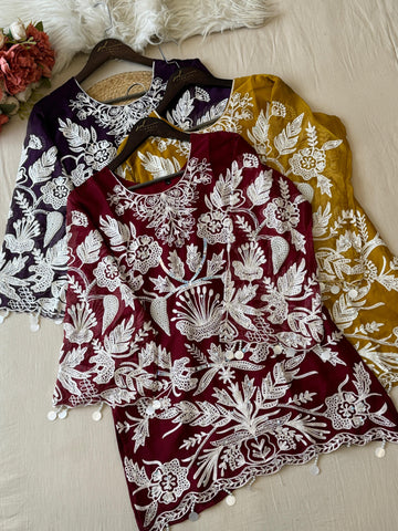 Party Wear Chiffon Georgette Suit Set-Colour Options - Pehnava Lawns