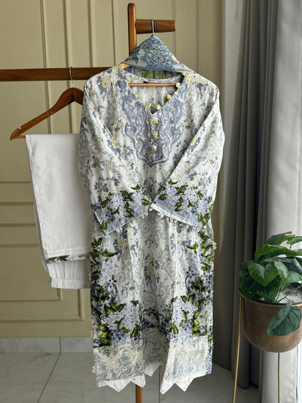 Pastel Floral Kurti Ensemble-1330
