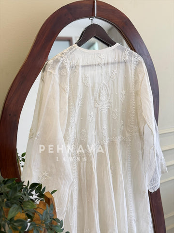 White Premium Chikankari Semi-Stitched Suit