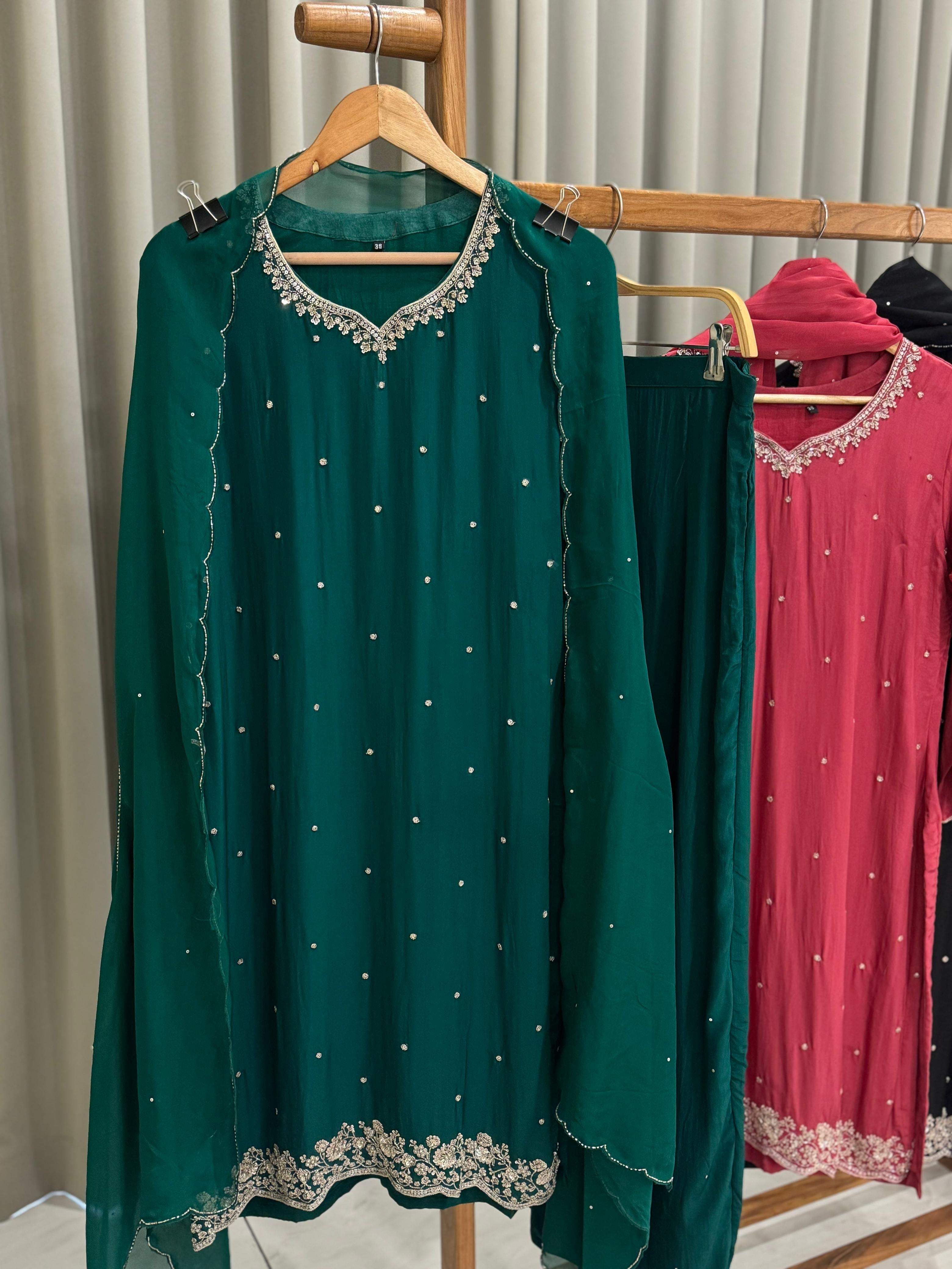 Handworked Premium Ready to wear suit with Neck detailings