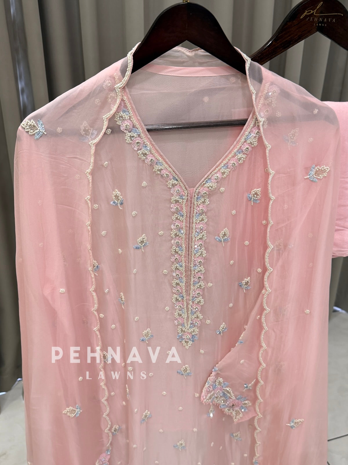 Semi-Stitched Chiffon Suit, Organza Dupatta