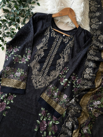 Printed Pakistani Cotton Suit Ft.Neckline Embroidery-6