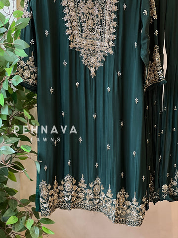 Heavily Handworked Sharara with Pure Chiffon Dupata