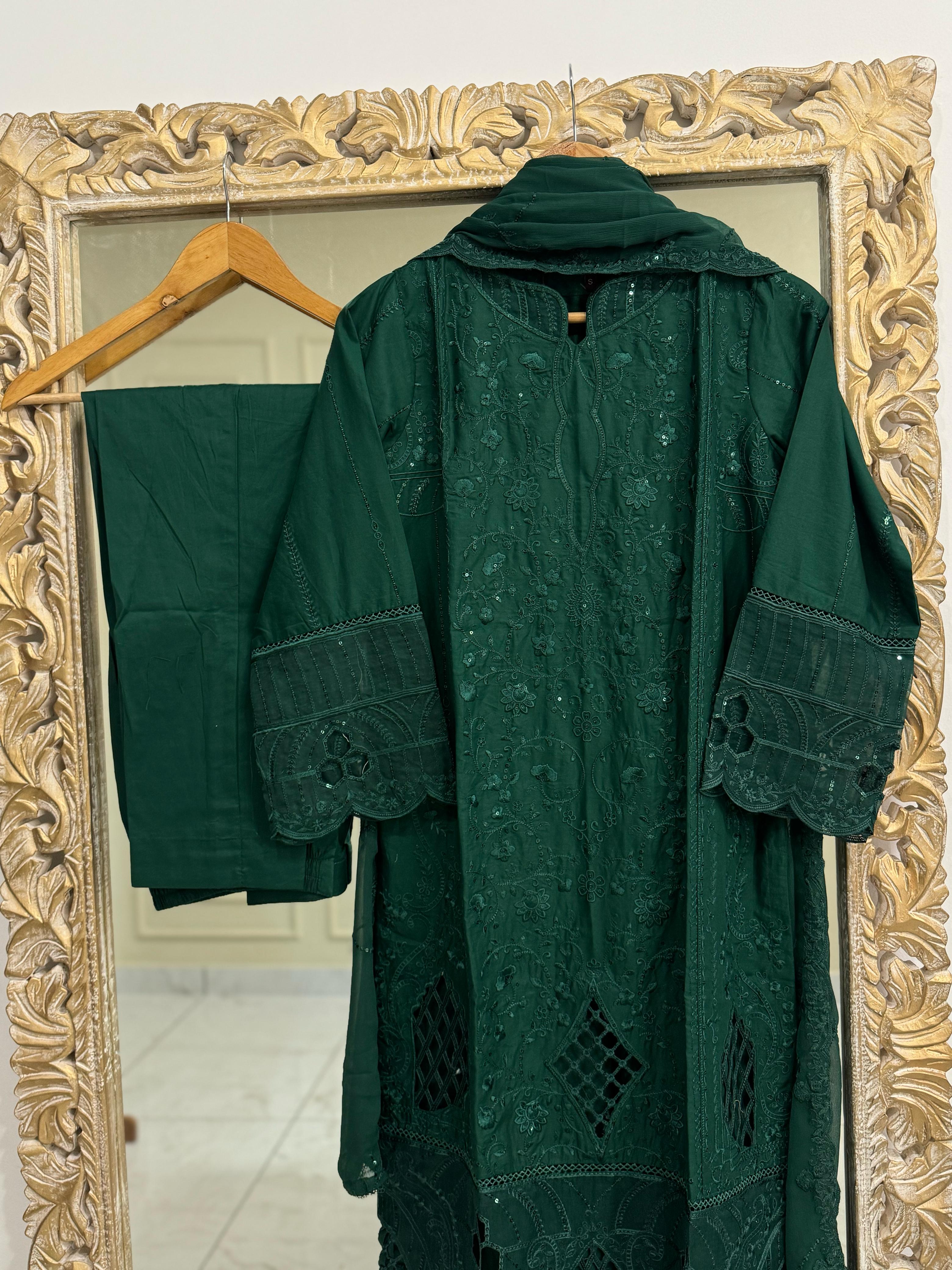 Pure Lawn Embroidery Suit-D11