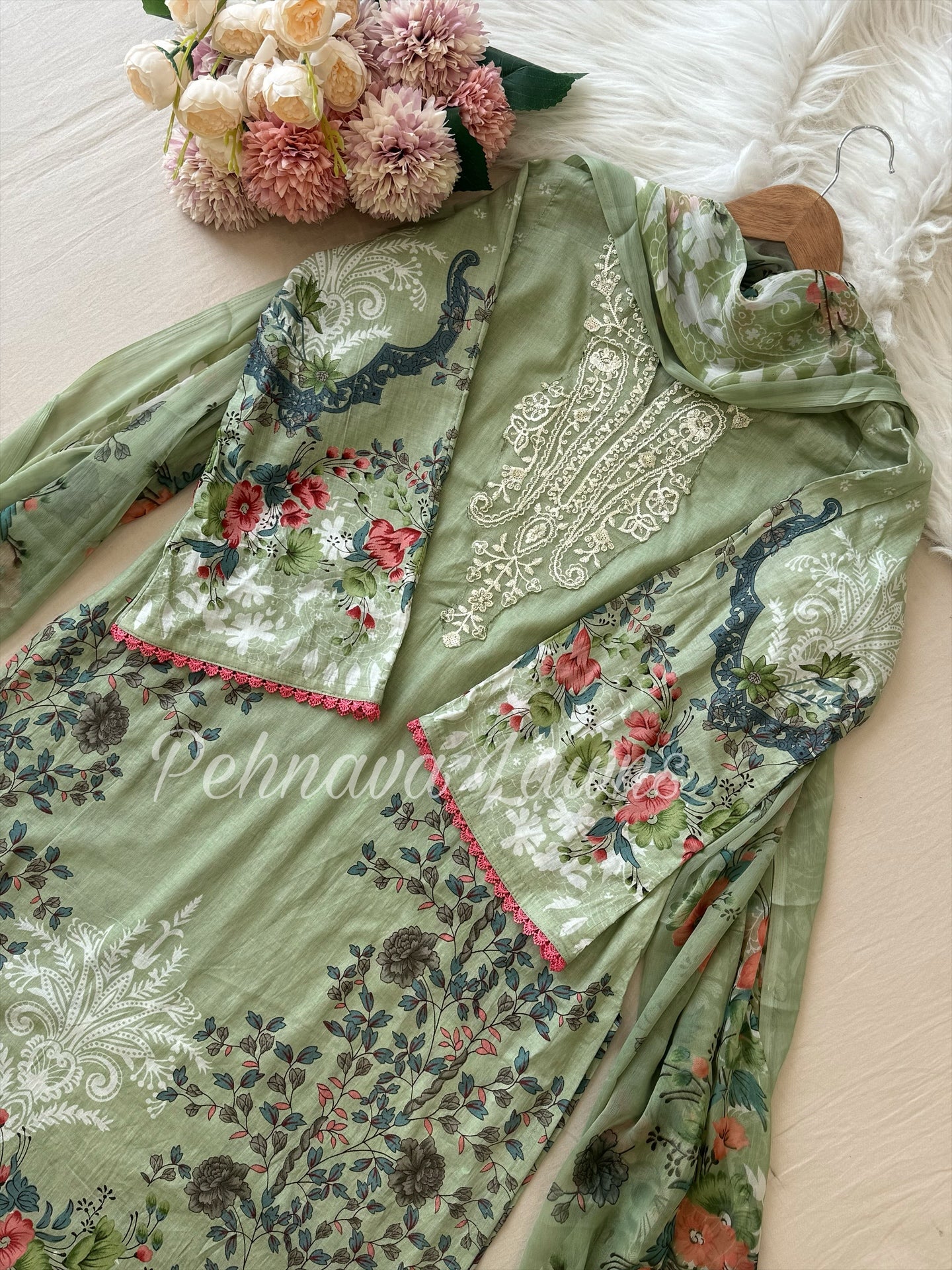 Cotton Suit Featuring Embroidery patches-1118