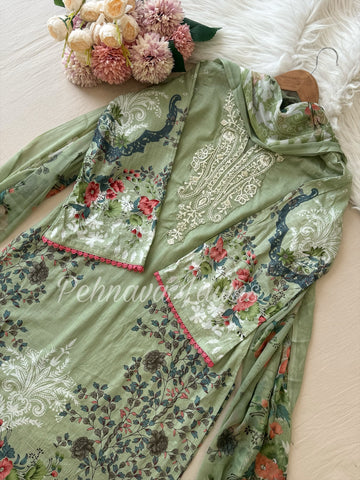 Cotton Suit Featuring Embroidery patches-1118
