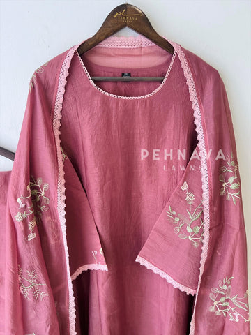 Lace-Trimmed Embroidered Suit-4139 - Pehnava Lawns