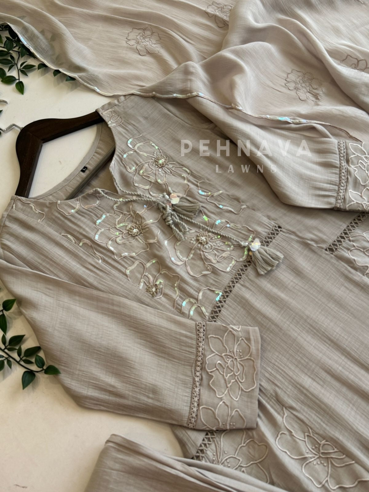 Embroidered Chanderi Suit-12682