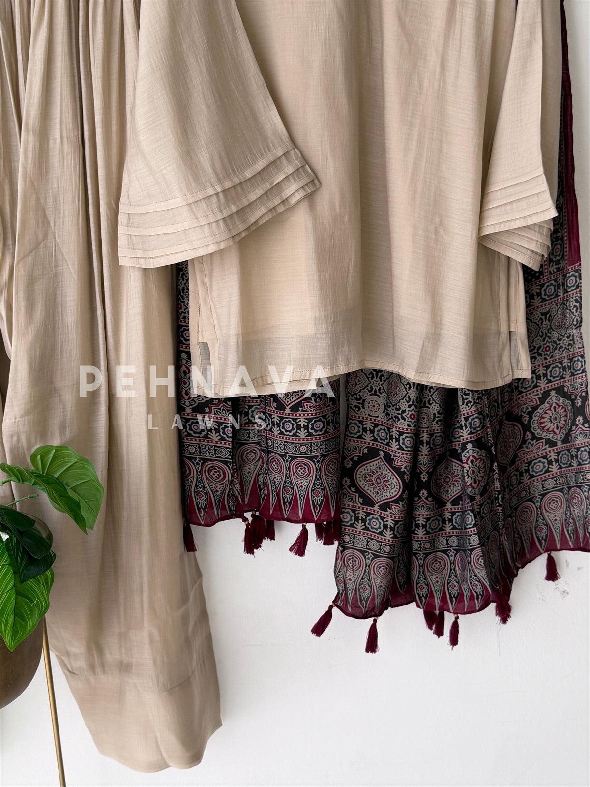 Farshi Shalwar Set with Ajrak Printed Dupatta-B269
