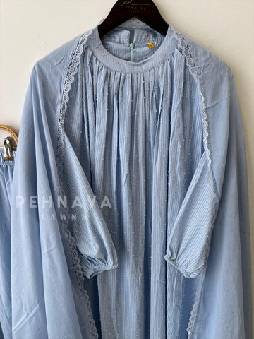 Balloon Sleeve Dobby Cotton  Sui-4024