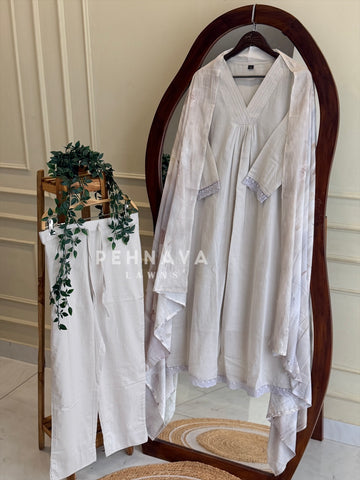 Pintuck & Lace Trim Kurta Set