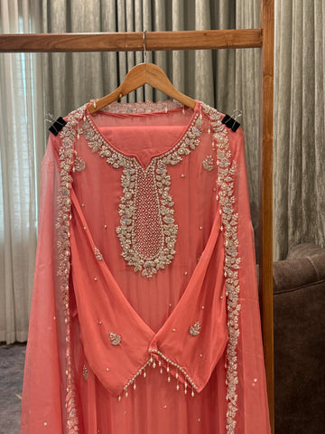 Premium chiffon handwork semi-stitched suit-1078N