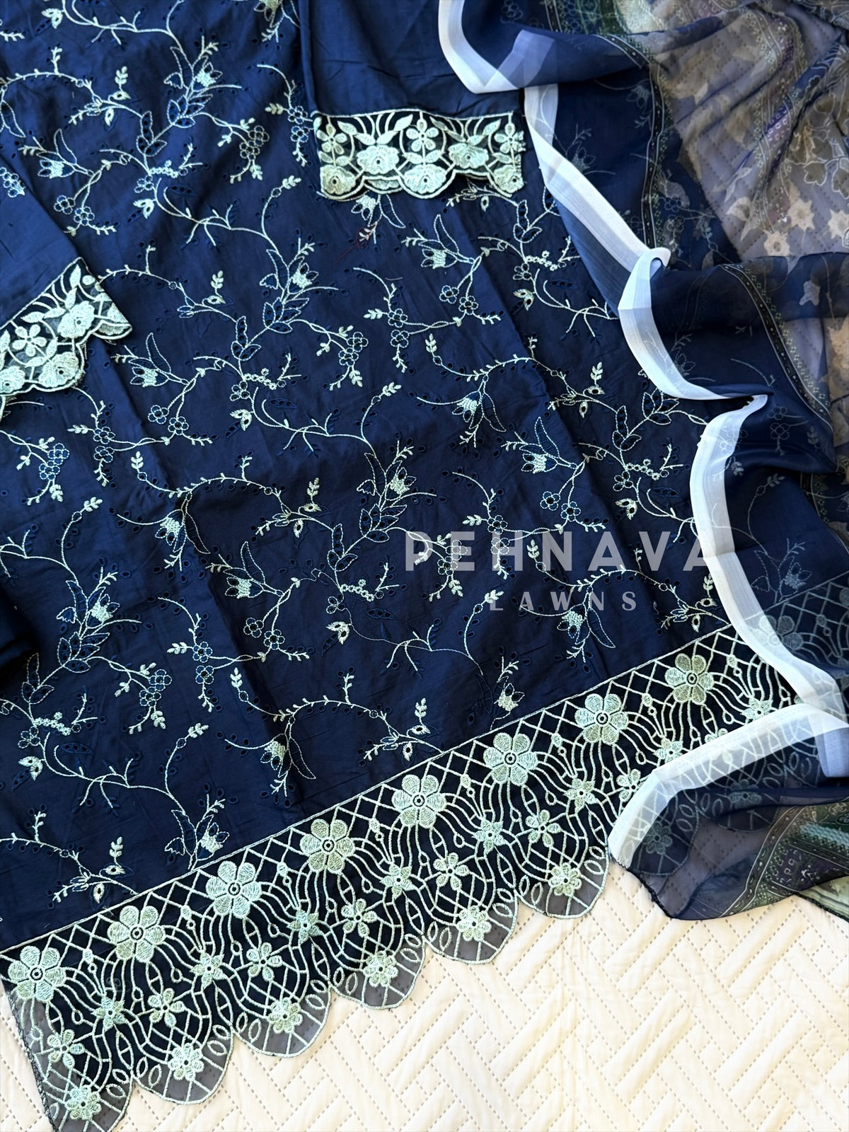 Embroidered Semi Stitched Suit- 2183