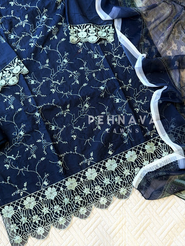 Embroidered Semi Stitched Suit- 2183