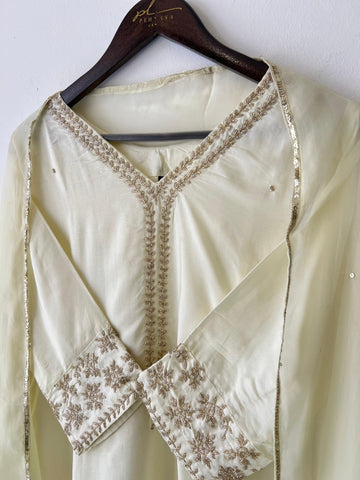 Premium russian silk suit with hand-work detailings-9076 - Pehnava Lawns