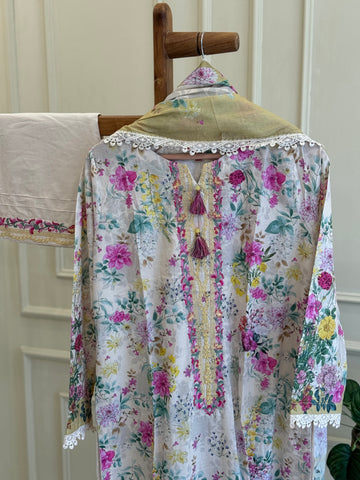 Premium Khaadi Embroidered Lawn Suit – 3-Piece Pakistani Collection