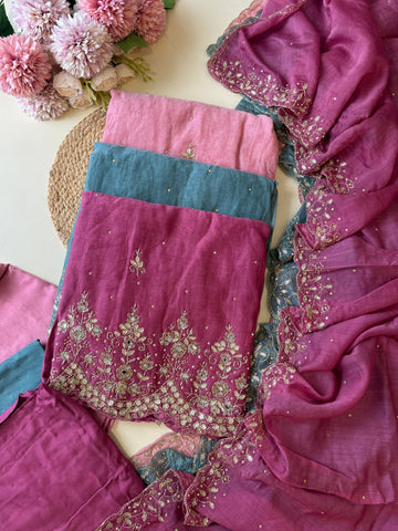 Pure Mulchandheri handworked Un-stitched suit-1628
