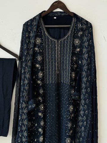 Georgette Chikankari Embroidered Suit-No.12 - Pehnava Lawns
