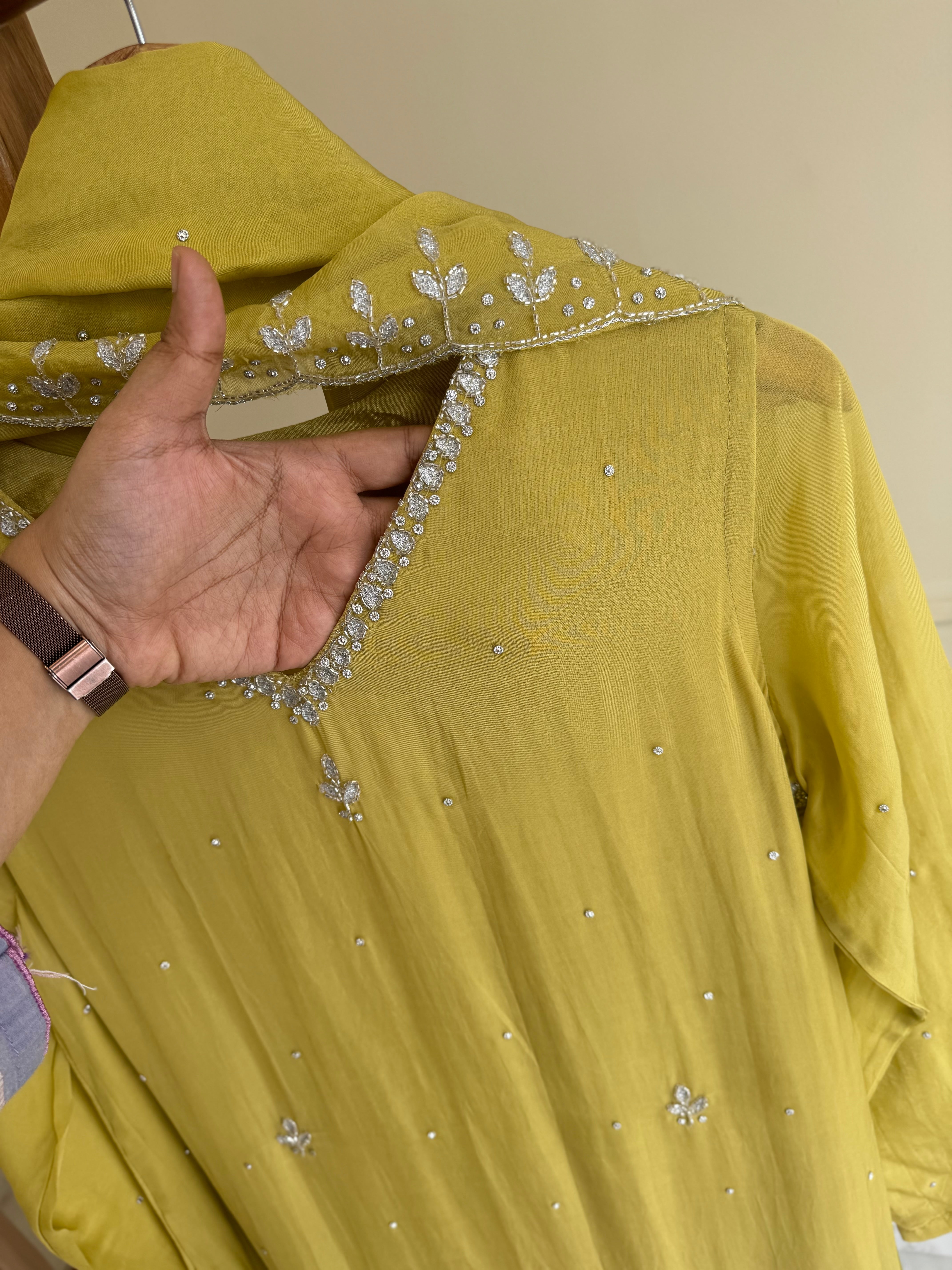 Viscous organza handworked suit-with color options (light)