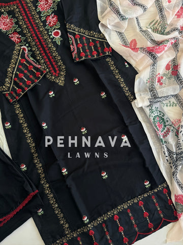 Semistitched Rayon Embroidered Suit - Pehnava Lawns
