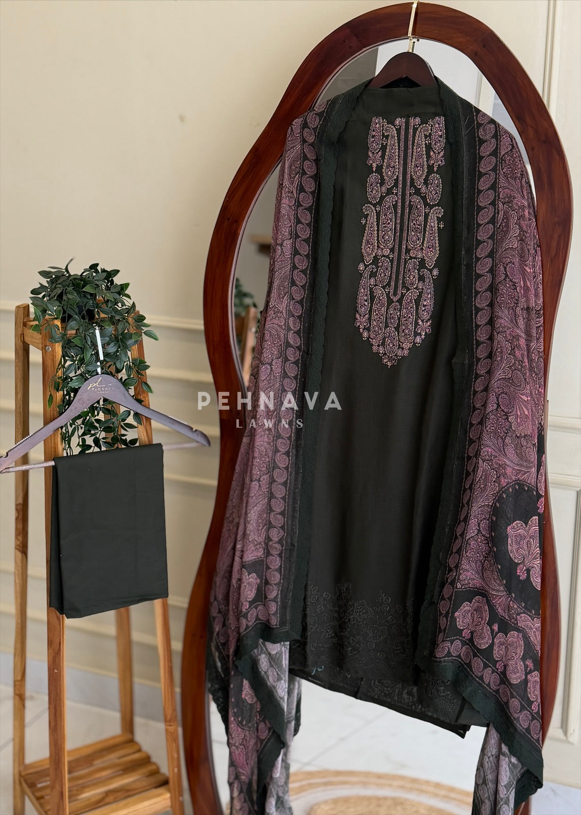 Paisley Embroidered Unstitched Ensemble L-82 - Pehnava Lawns