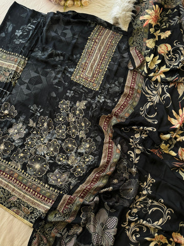 Premium Floral Designed Muslin Suit-297