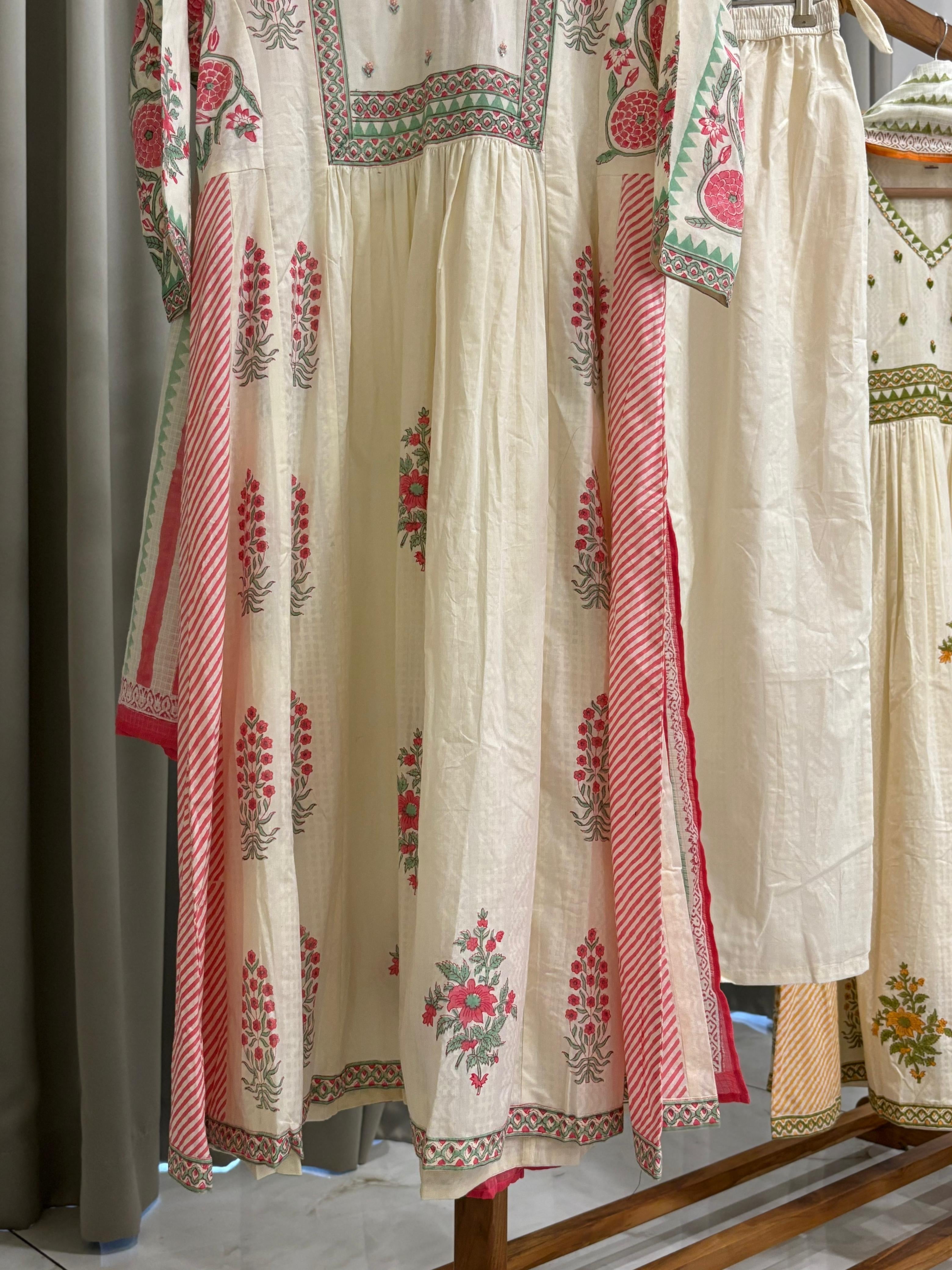 Cotton Floral Anarkali suit-2793