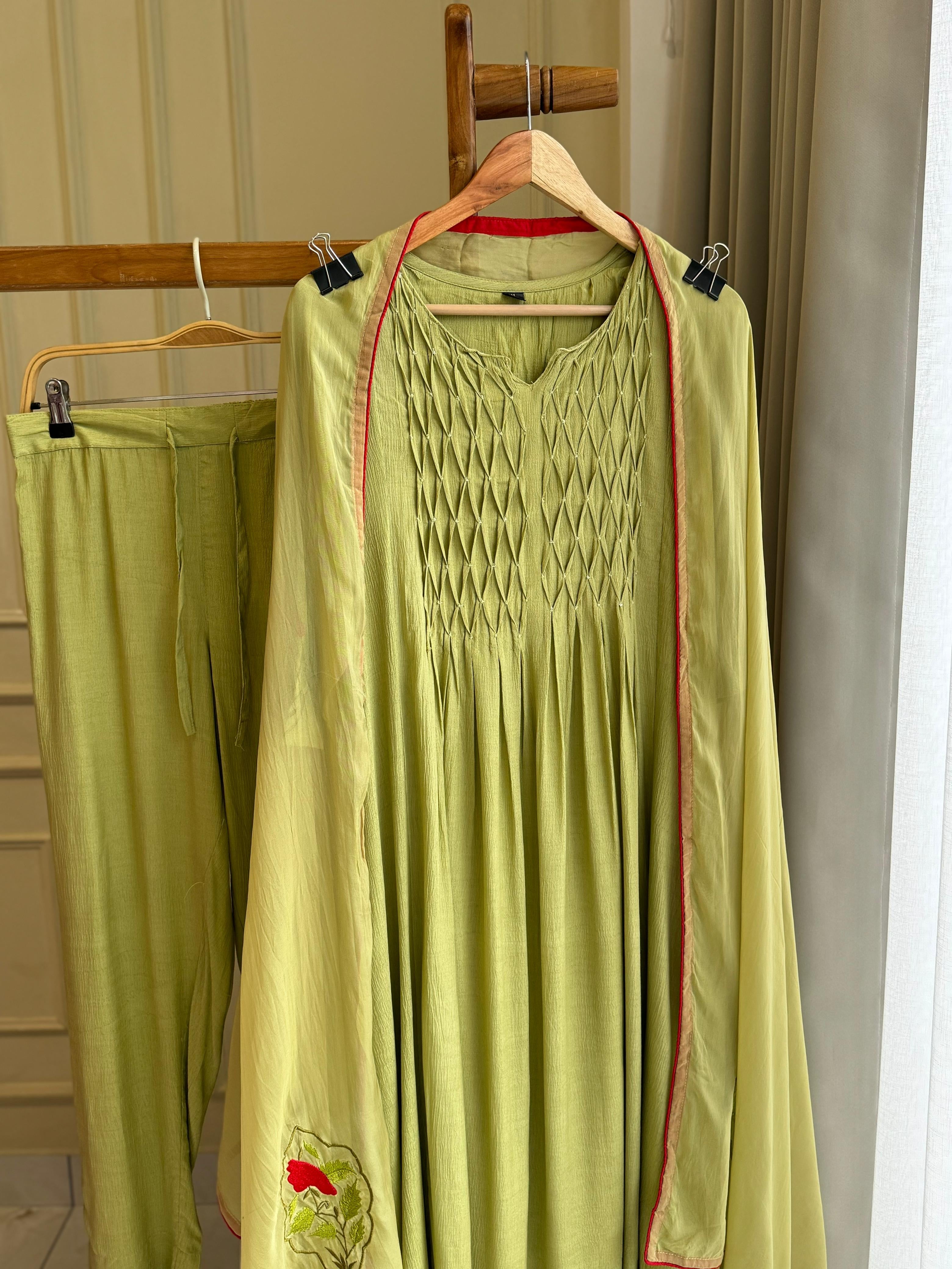 Crinkle Rayon 3 peice suit-5476