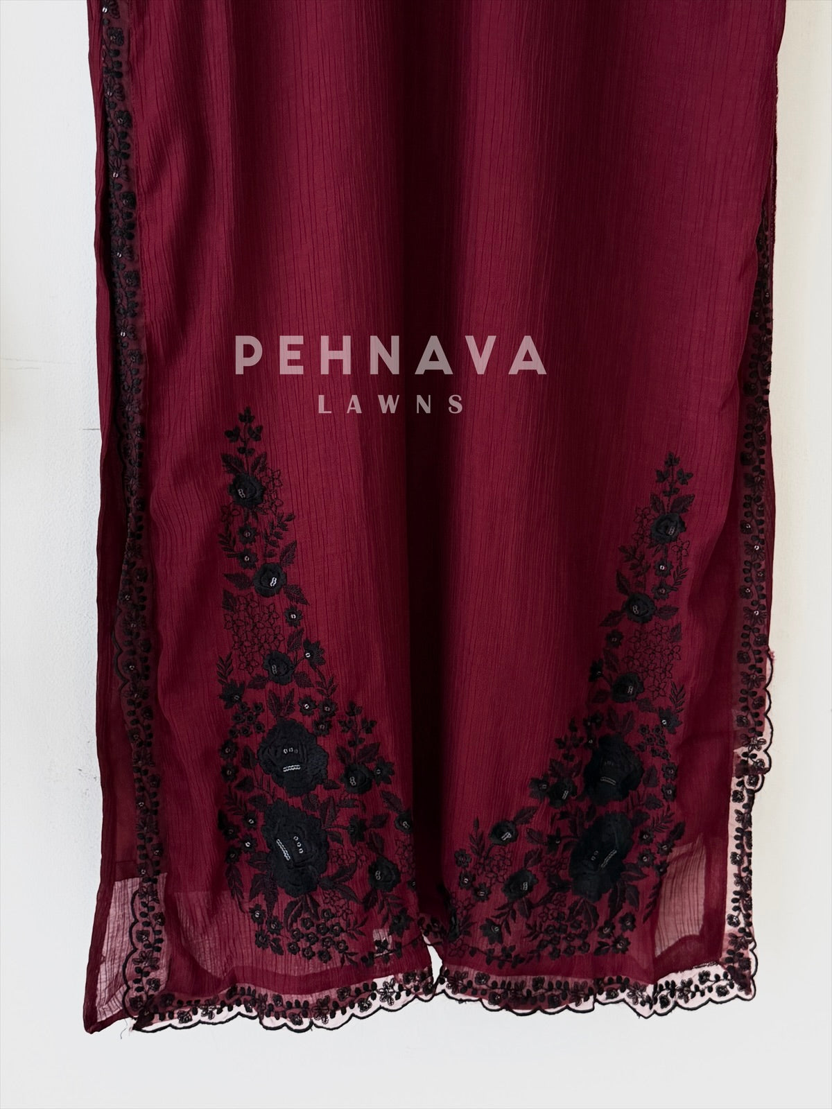 Crushed Cotton Embroidered Ensemble