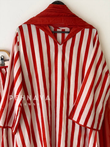 Striped Cotton Suit Set-6106