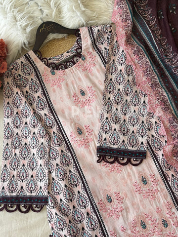 Floral Work Cotton Suit Set 1106