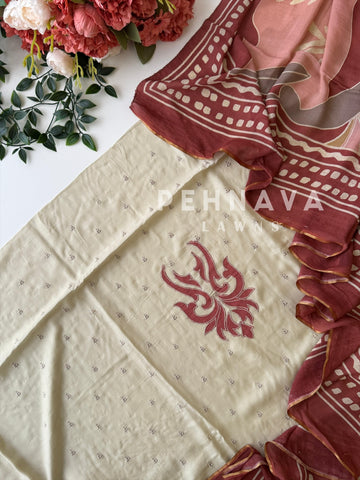 Cotacheck Embroidered Unstitched Suit-4070 - Pehnava Lawns