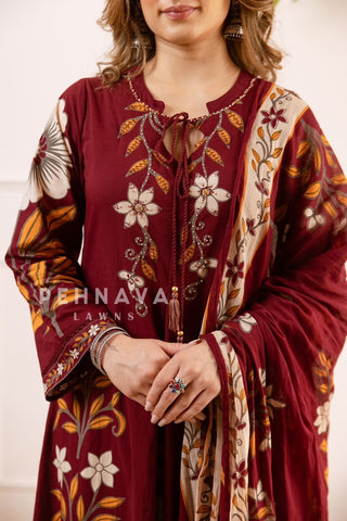Cotton Printed Anarkali Suit Set